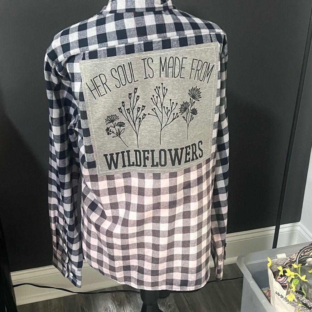 Women’s  Navy and White Checkered Shirt